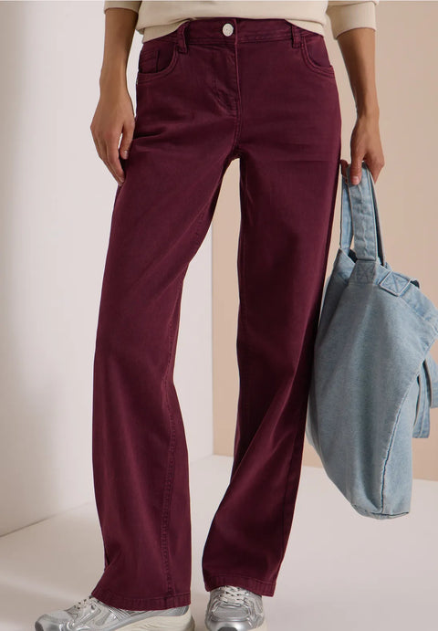 Cecil Wide Leg Neele Jeans - red wine