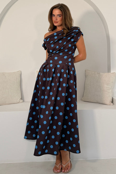Betty Polka Dot Dress - Brown