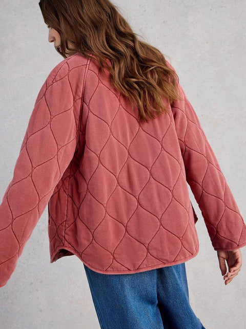 White Stuff Anya Jersey Quilted Jacket  - Mid Pink