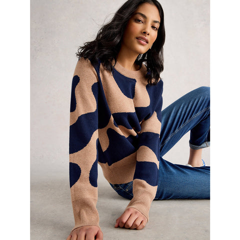 White Stuff Katie Abstract Jumper - Navy Multi