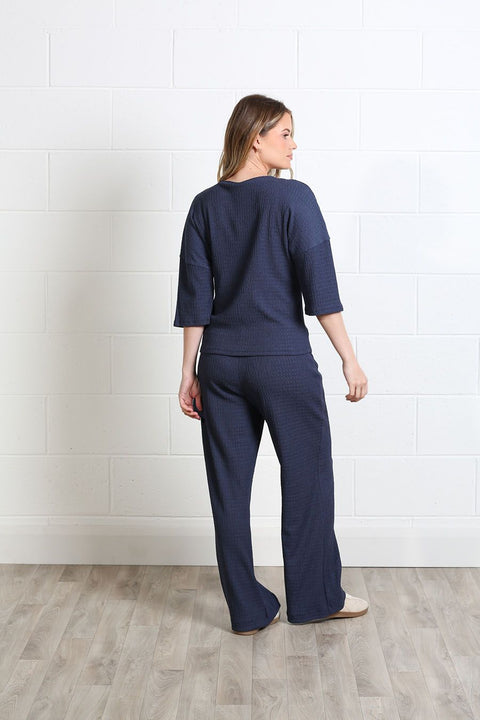 Freya Textured Co-Ord - sea storm blue