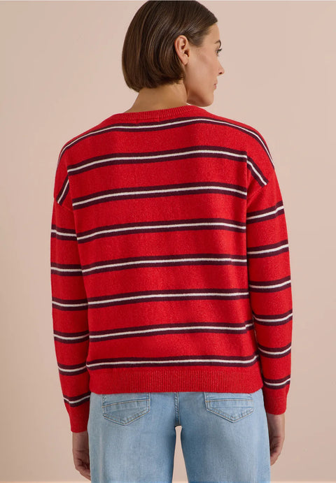 Cecil Long Sleeve Poloshirt - red wine