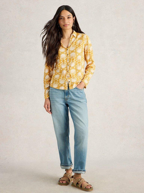 White Stuff Annie Jersey Shirt - yellow print
