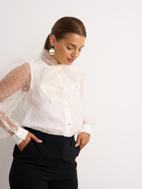 Kyla Spot Tull Blouse - Cream