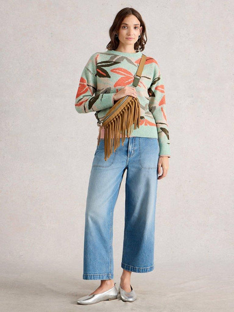 White Stuff Petal Jumper - Green Multi