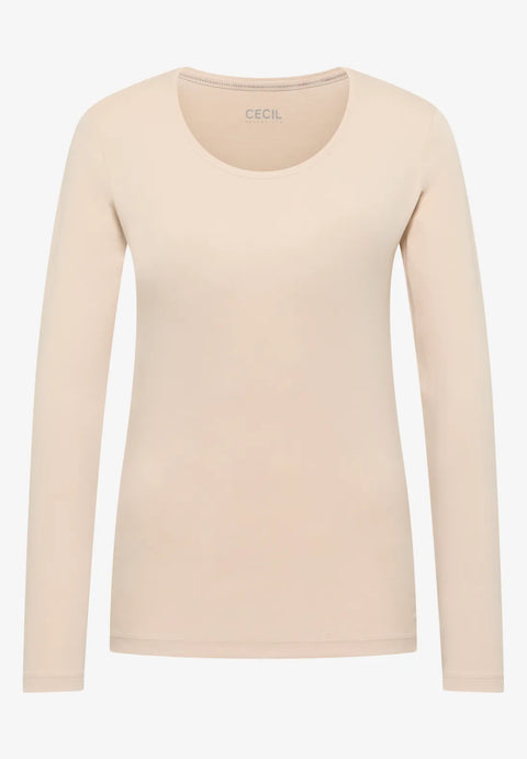 Cecil Pia Basic Top - Pearl Beige