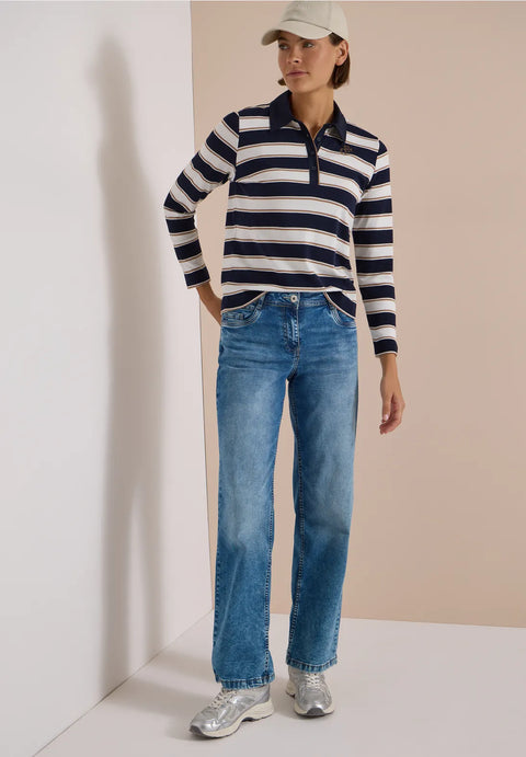 Cecil Long Sleeve Poloshirt - urban dark navy