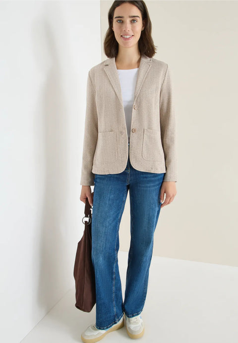 Cecil Herringbone Blazer - Creamy White