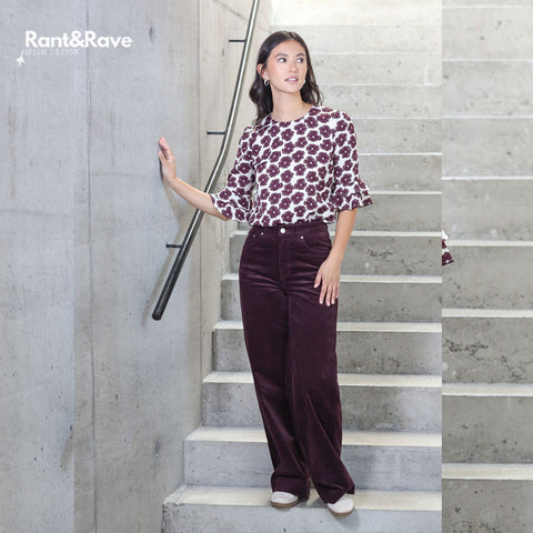 Rant & Rave Jacinda Wide Leg Cord - Plum