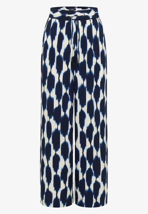 Cecil Neele High Waist Wide Leg Trousers - Navy
