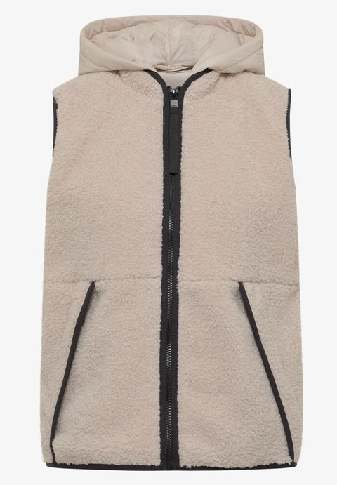 Cecil Teddy Vest with Detachable Hood- vanilla