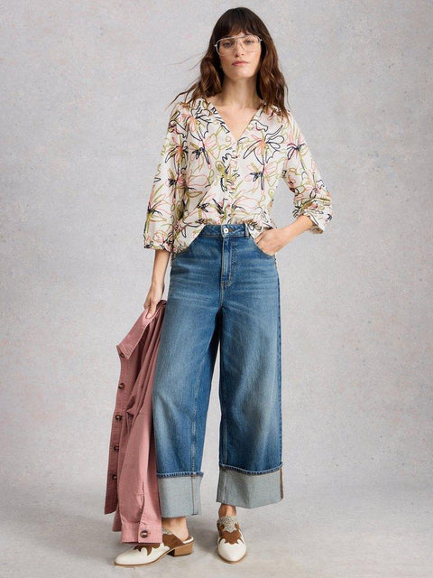 White Stuff Ruby Cotton Shirt - Ivory Print