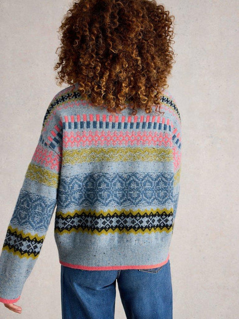White Stuff Felicity Farisle Jumper- Blue Multi