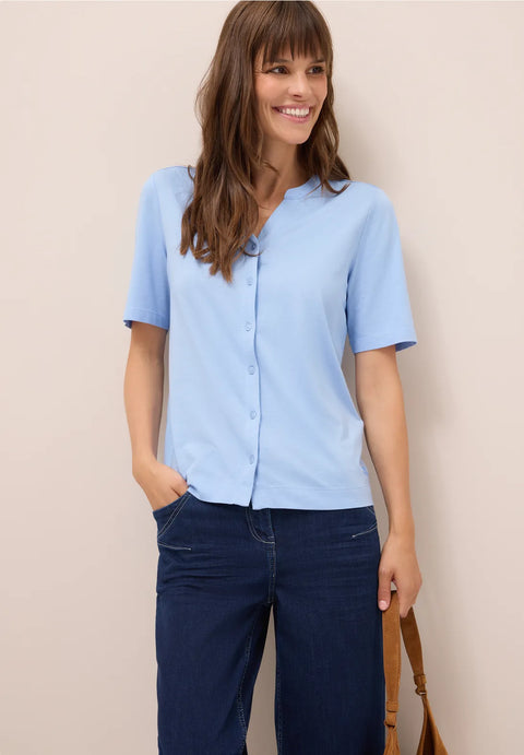 Cecil Button Through T-Shirt - Blue