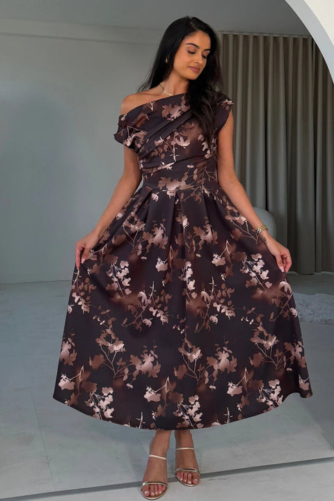 Betty Floral Dress - Brown