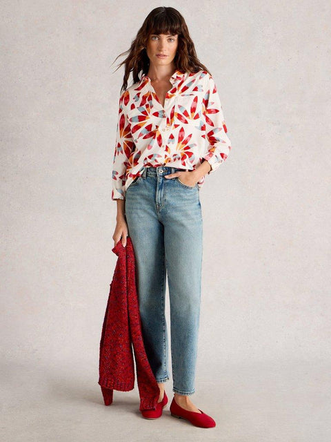 White Stuff Sophie Organic Cotton Shirt - Ivory Multi