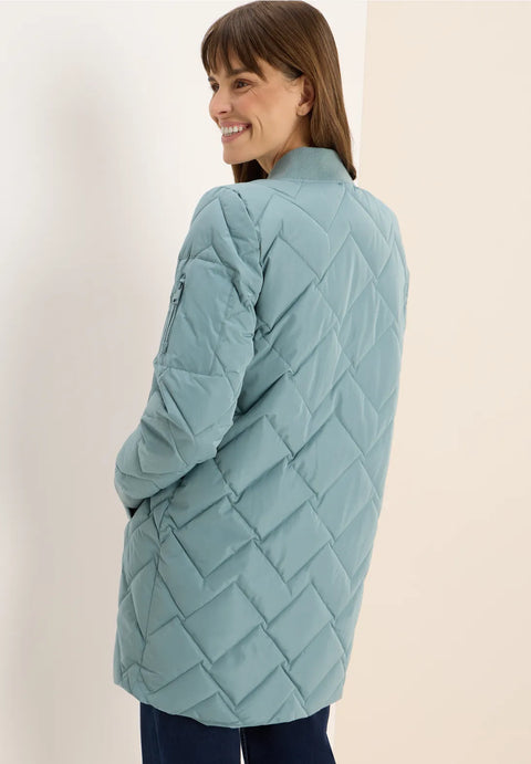 Cecil Long Quilted Coat - iced green