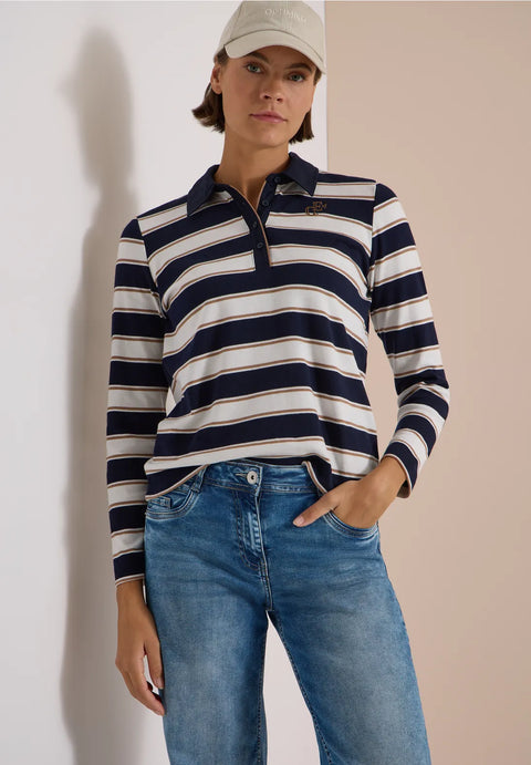 Cecil Long Sleeve Poloshirt - urban dark navy