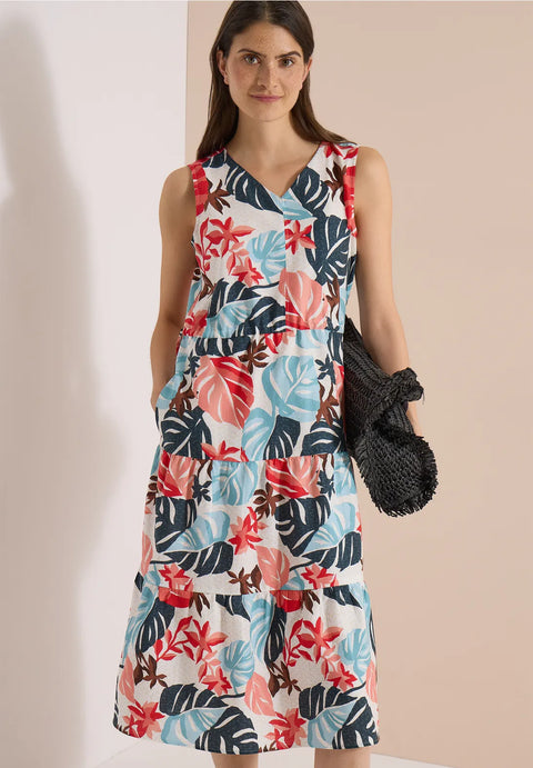 Cecil Printed Midi Dress V Neck