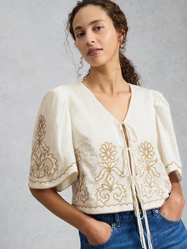 White Stuff Erin Tie Front Top