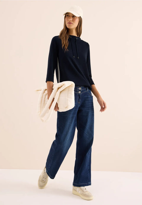 Cecil Funnel Neck Top with Stripes
