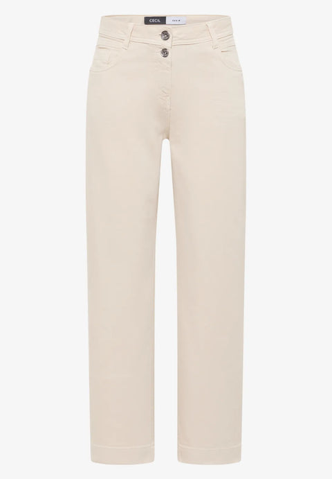 Cecil Neele Wide Leg Jeans - Pearl Beige 30 inch leg