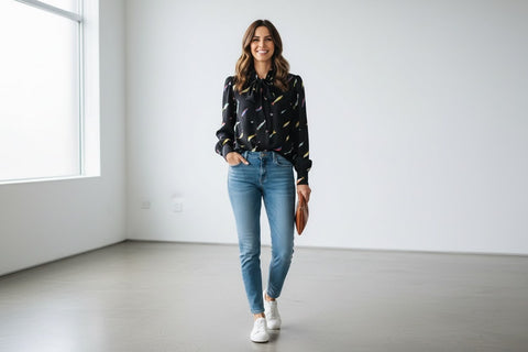 This Girls Curiosity- Black Fish Print Blouse