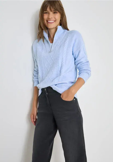 Cecil Troyer Cable Knit Jumper - Blue