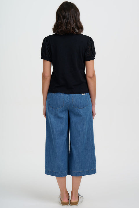 Sugarhill Elsie Jersey Top Black Folklore Embroidery