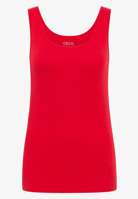 Cecil Basic Sleeveless Top - Fiery Red