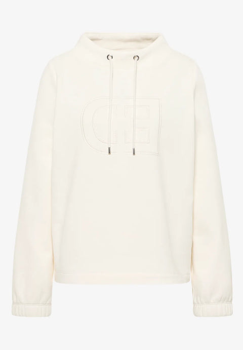Cecil Sweatshirt with Funnel Neck- Creamy White