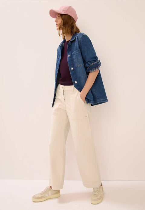 Cecil Wide Leg Corduroy Trousers - Beige