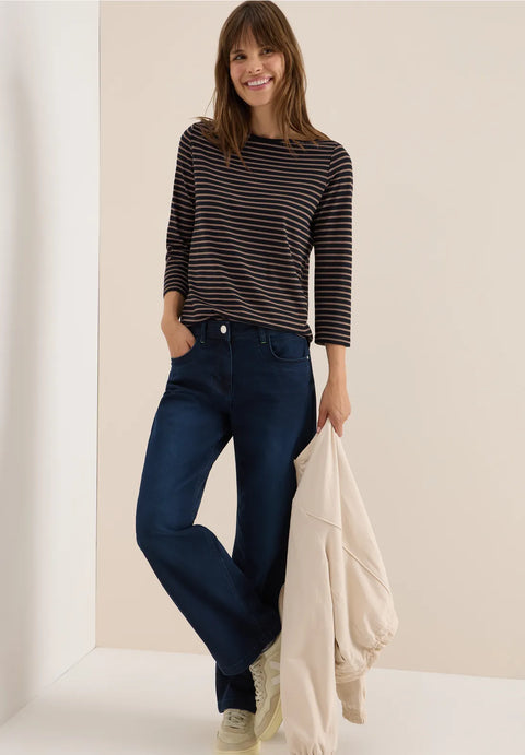 Cecil Basic Stripe Boatneck Top - Urban Navy