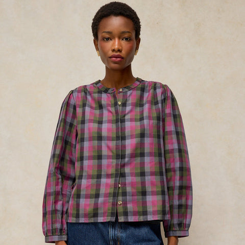 White Stuff Lana Check Blouse - Pink Multi
