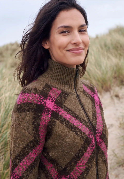 Cecil Feather Yarn Cardigan with turtle neck