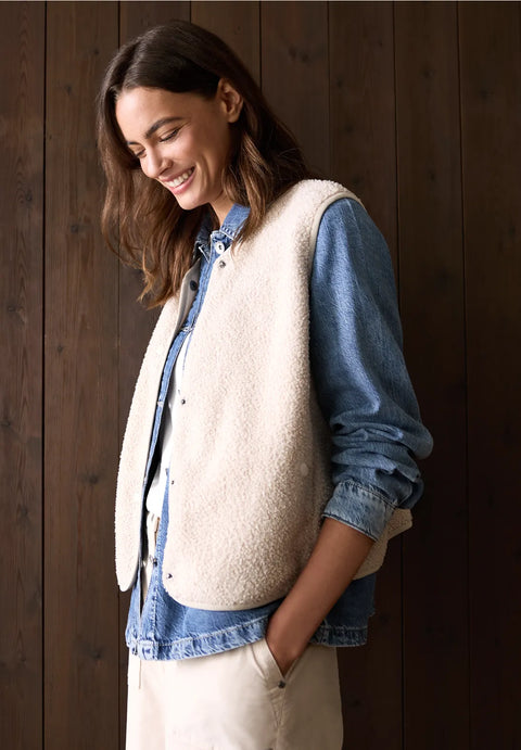 Cecil Curly Fake Wool Gilet