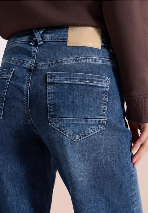 Cecil Toronto Wide Leg Slim Fit Jeans -mid blue wash