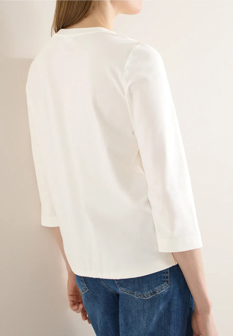 Cecil Solid Piping Top - Vanilla White