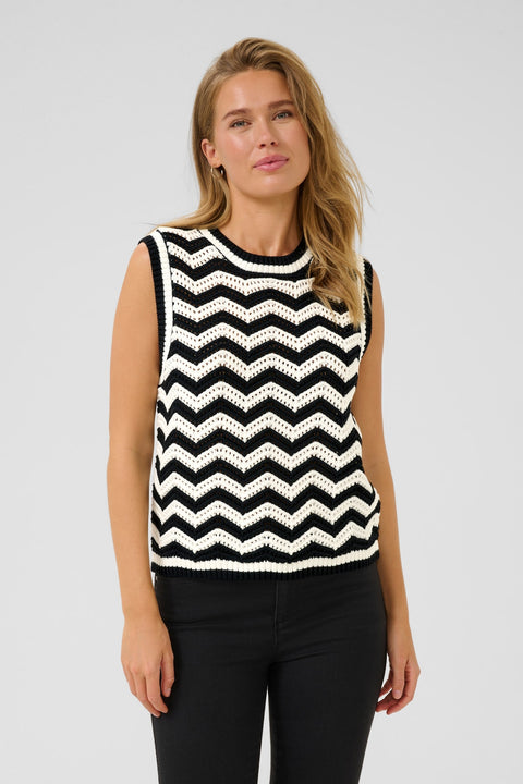 Kaffe Kaliana Sleeveless Knit - Black/White