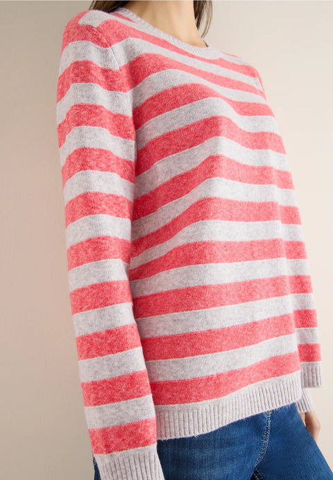 Cecil Melange Stripe Knit - Pumkin Orangw