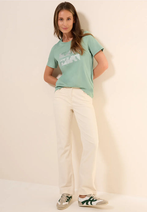 Cecil Metallic Foil FP T-Shirt - Matcha Green