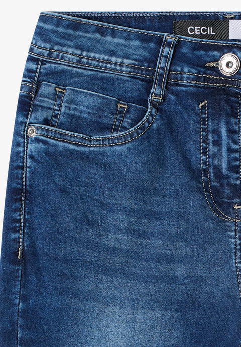Cecil Toronto Mid Blue Slim Leg Jeans