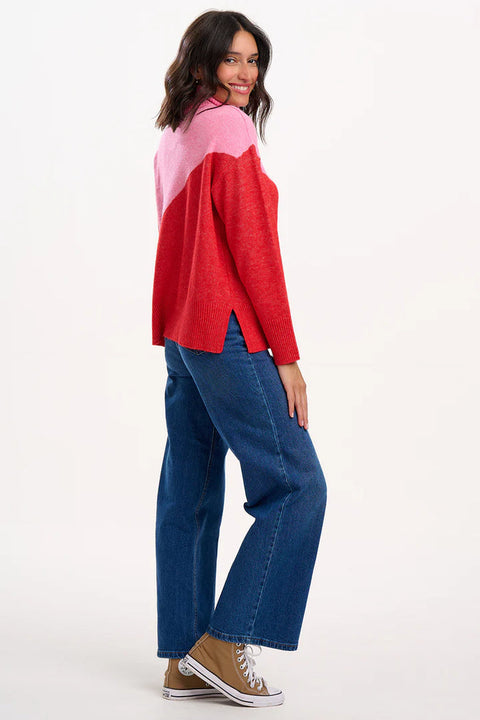 Sugarhill Winona Roll Neck Jumper - Pink/Red