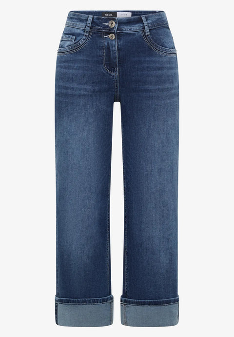 Cecil Toronto Wide Leg Slim Fit Jeans -mid blue wash