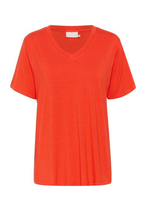 Kaffe V Neck T-Shirt - Grenadine Red