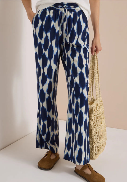 Cecil Neele High Waist Wide Leg Trousers - Navy