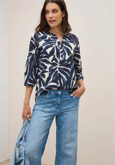 Cecil Patterned Cotton Top - Urban Dark Navy