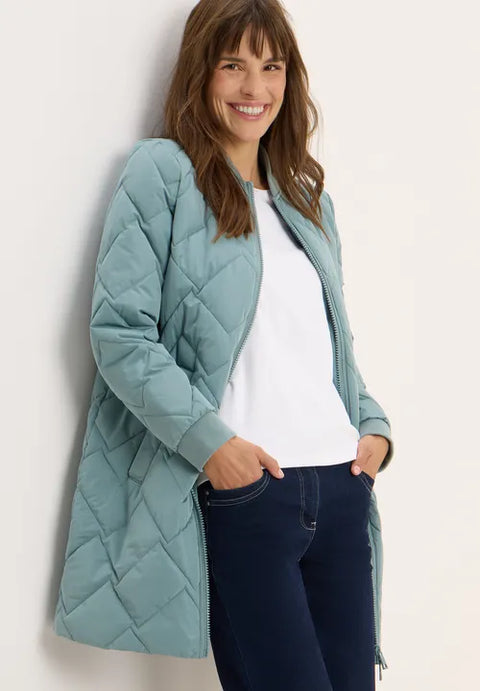Cecil Long Quilted Coat - iced green