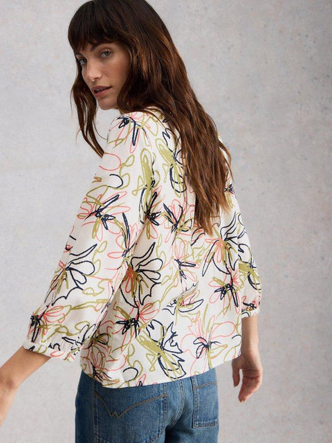 White Stuff Ruby Cotton Shirt - Ivory Print