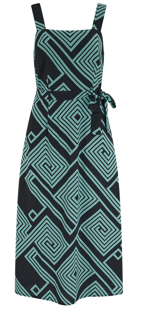 Sugarhill Elva Sundress Black/Green Geometric Print